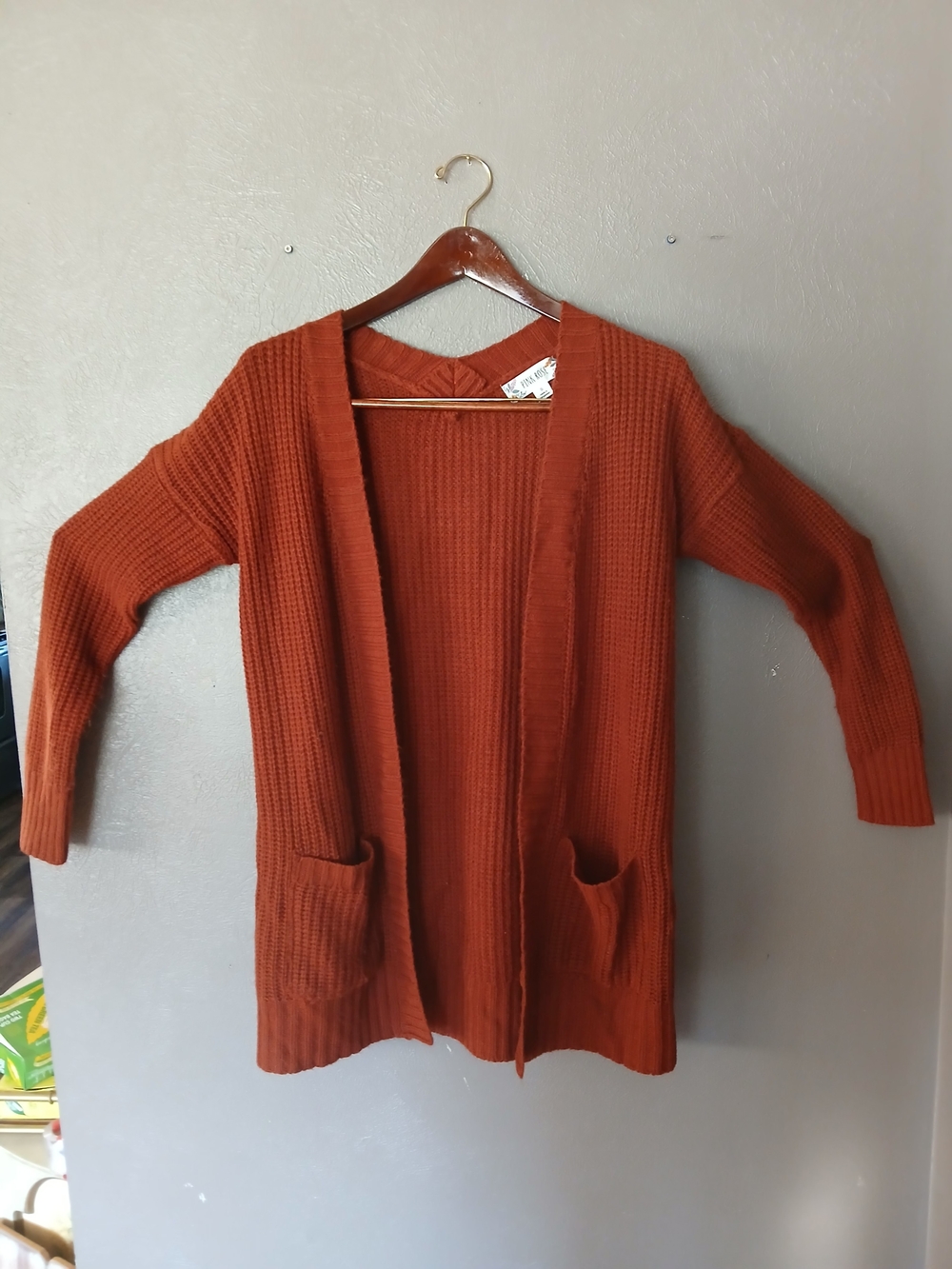 Open-Front Women's Cardigan Sweater - Rust-Small